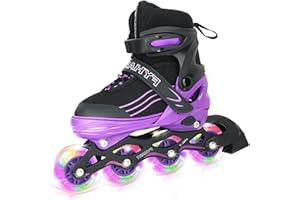 MGYZM Pattini in linea per ragazze, pattini a rotelle per ragazze, pattini in linea per bambini con ruote illuminate, pattini per ragazzi per sport indoor