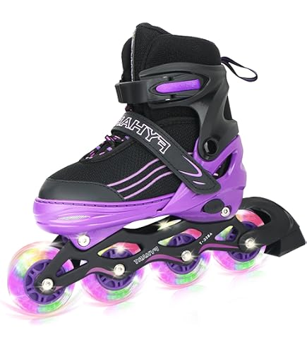 Patins à Roulettes Ajustables DUZSKJ - Avec Roues Lumineuses - Pour Enfants Débutants - Taille Réglable 4 Tailles