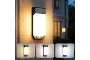LOTMOS 1 Pack Outdoor Wall Lights Motion Sensor, Waterproof Outside Lights Mains Powered, 3000K/4000K/6500K Large Size LED PIR Lighting Exterior Sconce for Porch Front Door Patio Garage Garden