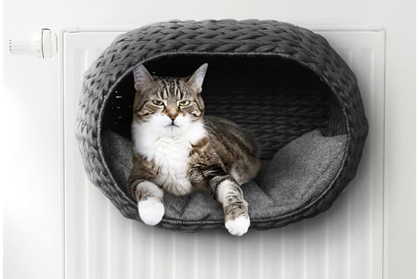 EBI, Hamac Radiateur Sunrise 45 x 30 x 30 cm, Fabriqué en Corde de Papier extrêmement résistante, Coussin très Doux Inclus, Profondeur Max. de 15 cm, Convient pour Les Chats de Maximum 8 kg