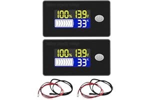 Voktta Battery Capacity Voltage Monitor with Alarm, Temperature Sensor for 12V-72V Lithium battery, Lead-acid battery, Multi-functions, Six Modes, Suitable for Jet Skis, Golf Carts, RVs etc.
