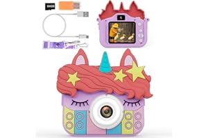 Adicop Kinderkamera Digitalkamera 1080P 2.0 Zoll Bildschirm Fotokamera Kinder Kamera Fotoapparat mit 64GB Karte für 3-10 Jahre Mädchen/Jungen Geschenk Spielzeug Geburtstags Weihnachten-Lila