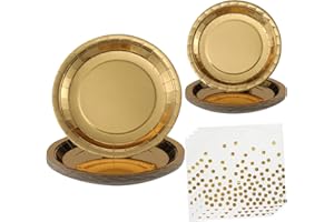 hpnparty partygeschirr Happy Birthday partygeschirr Set| gold pappteller for 25Gäste geburtstag partygeschirr Plates, Napkins,Party For Birthdays 75 pieces Aus 100% Papier
