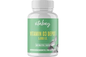 Vitabay Vitamine D3 5000 IU - 500 Comprimés de Vitamine D Cholécalciférol - Vegans sans Additifs et à Haut Dosage - Contribue au maintien d'une ossature normale - Vérifié en Laboratoire