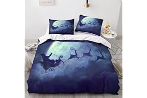 AYSUM Santa Set Copripiumino Traspirante Bedding Set Lavabile Father Christmas Duvet Cover Varie Dimensioni Set Di Biancheria Da Letto Traspirante Biancheria Da Letto Double（200x200cm）