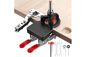 XUNTOP Bisagra Oculta Jig 35mm Jig Bisagra Oculta con Llave Allen Bisagra Agujero Perforadora con Sierra de 35 mm Perforadora de Bisagra de Doble Abrazadera para Muebles de Madera Puerta Gabinetes