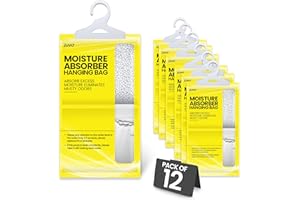 ZUVO Wardrobe Dehumidifier Hanging Bags - Proper Mould Remover, Damp & Moisture Absorber Wardrobe Dehumidifier Bags (12), Yellow