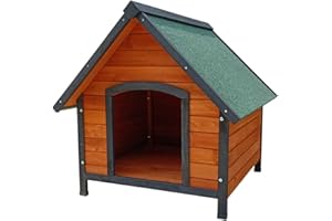 Gardiun Niche pour Chien Grand en Bois Loki 82x100x88 cm avec Toit à 2 Pentes et Toiture en Asphalte