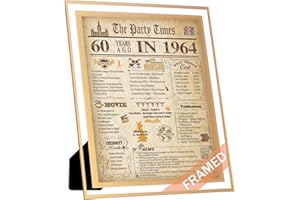 FALAMON Framed 1964 Birthday Poster UK, 60th Birthday Decorations for Women or Men Vintage Birthday Gifts 8x10 Inch Birthday Anniversary Poster Card for Grandparents, Husband, Wife, Mom, Dad