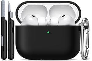 R-fun für AirPods Pro 3 Hülle (2025), Weiche Silikon Schutzhülle Cover Kompatibel mit Apple AirPods Pro 3. Generation (USB-C Kabel) für Damen Herren mit Reinigungsset und Schlüsselanhänger, Schwarz
