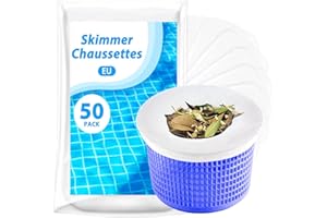 KGC Chaussette Skimmer Piscine 50 Pièce (Convient aux Filtres de 7 à 19 cm), Chaussette Skimmer Lavable & Réutilisable pour Panier Skimmer, Prefiltre Skimmer Piscine Nylon Élastique…