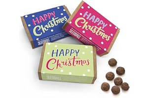 SEEDBALL Happy Christmas Wildflower Seed Bombs (Pack of 3, 6 Balls per Box) | Eco Friendly British Wild Flower Seeds Mix for Bees & Garden Wildlife - Stocking Filler & Small Santa Gardening Gift