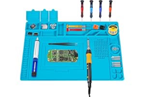 CIRULLI CIRULL Alfombrilla para soldadura Silicona 500 ℃ Resistente al calor, 45 x 30 cm Mat de trabajo magnético, Almohadilla de soldadura para reparación electrónica, teléfono celular, iPad, relojes