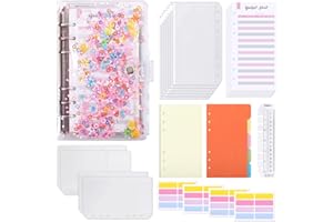 ‎KONVINIT KONVINIT Budget Planner Budget Binder A6 Ringbuch für Geld Organizer,Bugetplaner mit Geldumschläge,Budgetbogen,Etiketten,Gitterpapier,Sparbuch mit Folien,Geschenke für Mädchen,Rosa