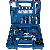 BOSCH Professional GSB 500 RE Corded-Electric Drill Tool Set | 500 W Motor | 100-piece Tools Box Kit | Speed Range upto 2600 RPM | Impact Rate upto 41