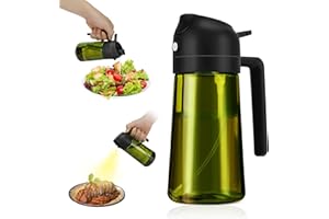 Tapvai 470 ml pulvérisateur d'huile foncé anti-lumière de cuisson,Spray Huile Cuisine,2 en 1 Vaporisateur Huile,Distributeur Huile d'olive,Accessoires Air Fryer Spray Huile d'olive (Noir)