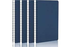 Yarotm Quaderno a Spirale A5-4 Pezzi Quaderni Fogli Bianchi - Blu Scuro Block Notes A5-14x21cm Taccuino Appunti - 100GSM Quaderno Pagine Bianche - 120 Pagine Notebook Blocco Note
