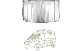 VanEssential Insulated Reflective Blackout Window Cover Designed for Ford Transit High/Medium Roof Front Windshield - Charcoal Gray Reflective