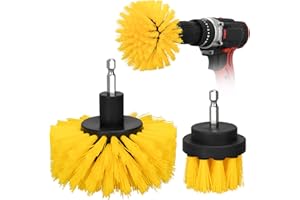 LFSEMINI 2pcs Drill Brush Attachment Set for Tile Grout Lines, Bathroom, Showers, Tile, Tile Seams, Bathtubs (Yellow)