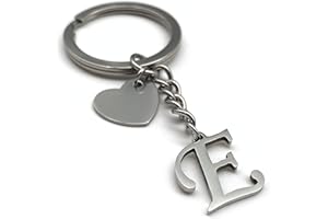 EVEMATE Schlüsselanhänger Buchstabe mit Herz | A-Z Buchstaben | Handmade | Edelstahl Anhänger | Namen Initiale Geschenk Partner Geburtstag Freund Freundin Mutter Vater