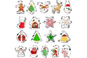 Keepaty 18 Pieces Christmas Cookie Cutters Set for Baking - Christmas Tree,Gingerbread Man,Snowflake,Santa Claus and More Shapes Xmas Biscuit/Pastry Cutter