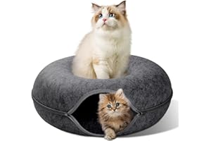 THE FELLIE Fellie Cat Tunnels & Beds: Scratch Resistant Donut Bed, Cat Tunnel Cave - Indoor, Interactive, Up to 30 lbs, 60*60*27cm