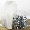 Woven Cord Strapping Kits for Packaging Strapping - 19mm x 330FT Woven Cord Polyester Strapping Roll and 50pcs Reusable Buckles, 1000kg Break Strength