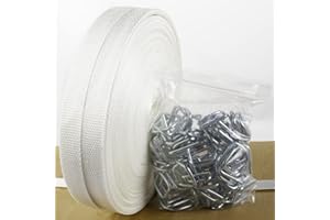 ANMAS POWER Woven Cord Strapping Kits for Packaging Strapping - 19mm x 330FT Woven Cord Polyester Strapping Roll and 50pcs Reusable Buckles, 1000kg Break Strength
