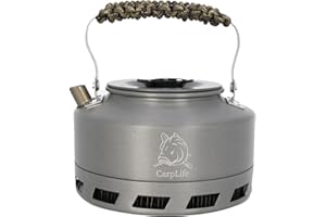 CARPLIFE PRODUCTS LTD Camping and Fishing Lightweight Aluminium Convection Fast Boil Kettle - CarpLife Hand Finished in the UK Rapid Boil Convection Fishing Kettle 1.1L Capacity - USA 550 Paracord Handle