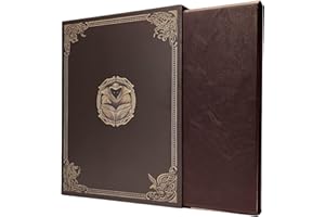 FORGED DICE CO. Game Master Screen - 38.5in Landscape DM Screen Compatible with Dungeons and Dragons and Other TTRPG - Faux Dragon Skin with Clear Dry Erase 8.5 x 11 Pockets - Slipcase Stores with DND Books - Brown