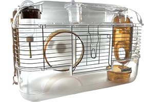 LillipHut Hamster Cage – Small Animal Habitat with Accessories, Durable and Compact Design for Hamsters, Gerbils, and Small Pets (Brown, Medium)