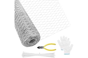 LAISHUNHE 40cmx5m Kaninchendraht Hasendraht Verzinkt Maschendraht Hühnerdraht Chicken Wire Sechseckdraht Sechseck Drahtgitter Drahtgeflecht Sechseckgeflecht Drahtzaun Handschuhe Drahtzange Kabelbinder