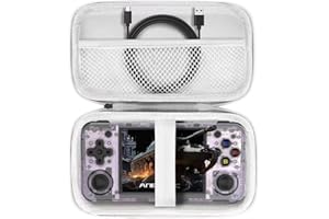 CAWEVON Hard Carrying Case for RG35XX H RG353M Retro Handheld Game Console, EVA Bag Storage Holder with Mesh Bag for SD Card, USB Type-C Cable, User Manual, All in One Travel Storage Case