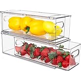 Abiudeng Fridge Drawer Kitchen Storage Organisation Cupboard Organiser with Pullout Drawer Stackable Fridge Organizer Set wit