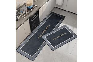 7VSTOHS Tappetini da Cucina 2 pezzi, Tappeto Cucina Antiscivolo, Antiscivolo Impermeabile PVC Tappeti da Cucina, Lavabile, Adatto per Corridoi, Cucine, Bagni, 40x60+40x120cm