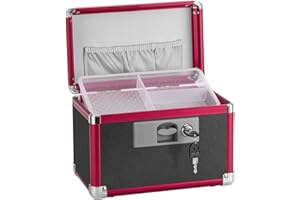 GODLONSEN Medikamenten Aufbewahrung, 25.4 x 15.2 x 17 cm Medikamentenbox mit Tragbarer Griff, Kindersichere Medikamentenbox mit Herausnehmbarem Fach, Abschließbare Box für Medikamente, Schwarz