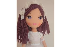 Drimydolls Muñeca de Comunión Selene Vestido Blanco, Muñeca de Trapo Hecha a Mano Única. Muñeca para Niñas, Regalo Boda Comunión. La muñeca más Bonita. Montessori. Sostenible. 37cm