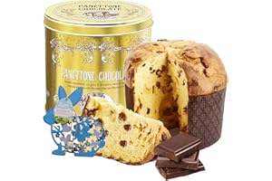 TOPLINE Chocolate Panettone Eater Cake Tin - Authentic Chiostro Di Saronno 1kg Chocolate Panettone with Wooden Bunny Decoration. Secret Santa Gifts for Women, Stocking Fillers