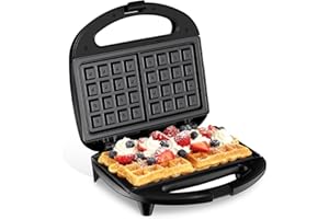 YASHE Belgian Waffle Maker, Dual Non-Stick Waffle Iron with Automatic Temperature Control, LED Indicator & Cool-Touch Handle, 750W, Easy to Clean Compact Waffle Machine for Home Breakfast