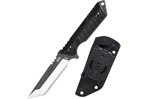 KHU Cuchillo Hoja Fija, Cuchillo Supervivencia Cuchillo Caza Cuchillo Bushcraft 440C Acero Mango de G10, Outdoor Caza Camping Accesorios - Funda Kydex