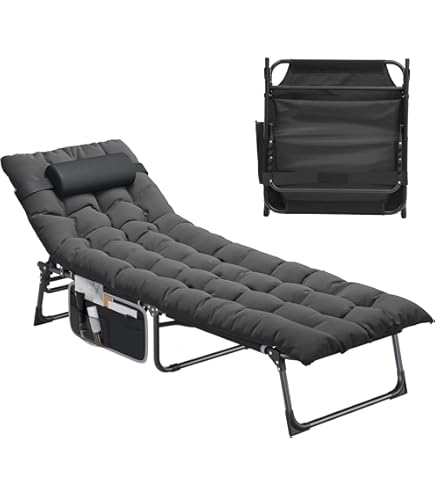GOPLUS Ligstoel, inklapbaar, relaxstoel met gezichtsopening om te zonnebaden, ligstoel met 5-traps verstelbare rugleuning, incl. afneembaar kussen, voor tuin, balkon, strand, beige