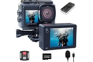 Apexcam Nueva X80pro con EIS cámara Deportiva de Doble Pantalla con 64G Tarjeta 4K60FPS 48MP Ultra HD WiFi cámara de acción cámara subacuática 40m Impermeable 2.4G Control Remoto 2x1350mAh baterías