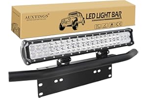 AUXTINGS Willpower 20 inch 126W Spot Flood LED Work Light Bar with License Plate Bracket Off road Trucks SUV 4WD Driving Fog Lights (20 inch + BK011)