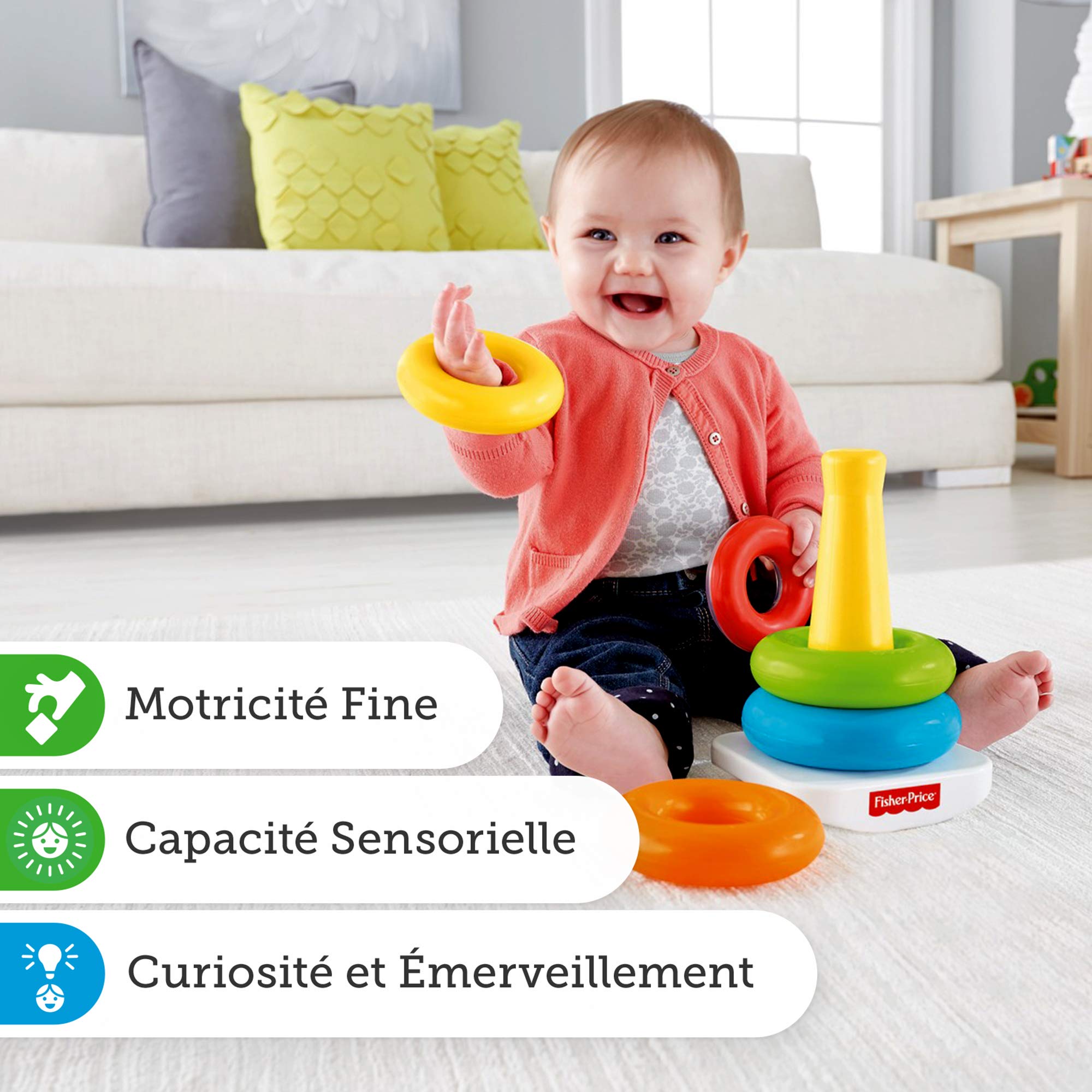 Fisher Price Pyramide Arc En Ciel Jouet Bebe Favorise La Coordination Des Gestes Et L Apprentissage Des Couleurs