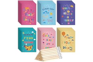 POPMANKO Gifts for Students from Teachers, 36Pack Class Gifts for School Children, End of Year School Leavers Gifts, Funny Motivational Notebooks Notepads Pencils Bulk Prizes for Kids Pupils