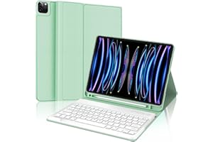 SENGBIRCH Custodia con Tastiera per iPad Pro 12,9" 6ª/5ª/4ª/3ª Generazione, Layout Italiano QWERTY Rimovibile Wireless Bluetooth Tastiera, Custodia con Portapenne Supporta Ricarica, Verde Chiaro