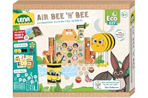 Lena 42832 Eco Bastelset Air Bee'n'Bee, Set mit Biene, Stifthalter und Insektenhotel aus Papierbögen Haushaltsgegenständen, Klebeset für Jungen Mädchen, Papierbasteln Kinder, Mittel