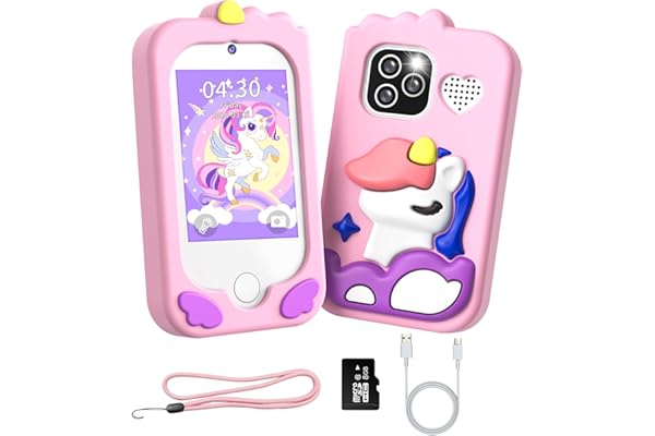 Tosaju Enfants Jouet de Téléphone Mobile avec Double Caméra d'enfants 2,8 Pouces écran Tactile Apprentissage Téléphone Apprentissage Jouet avec Carte SD Garçon Fille âge 3 4 5 6 7 8 Cadea