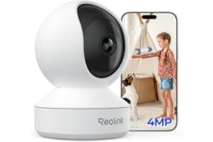 Reolink 4MP Kamera Wi-Fi IP do wnętrz, wychylna, do użytku wewnątrz i na zewnątrz, 2,4 GHz, Wi-Fi, dwukierunkowe audio, monitor dziecka z funkcją rozpoznawania ludzi/zwierząt domowych, E1