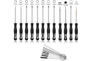 AOFOX Strumento di regolazione del carburatore, confezione da 12, kit di regolazione del carburatore con ago e spazzola, per la pulizia del carburatore di piccoli motori comuni a 2 cicli